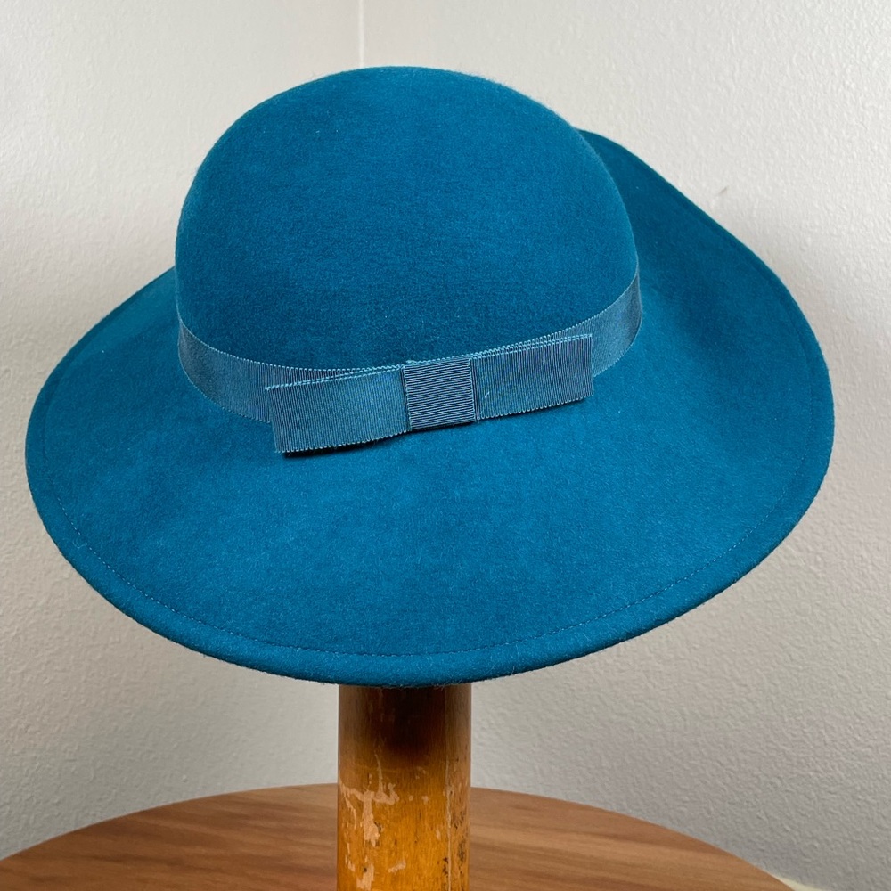 Vtg Sonni San Francisco Lancaster Felted Wool Kentucky Derby Cap Hat Teal Blue - Picture 5 of 10